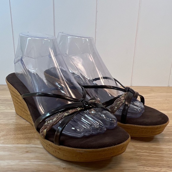 ITALIAN SHOE MAKERS wedge sandals size‎ 9 - Picture 1 of 8